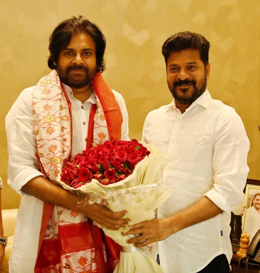 తెలంగాణ ముఖ్యమంత్రి రేవంత్ రెడ్డితో ఏపీ ఉప ముఖ్యమంత్రి పవన్ కళ్యాణ్ భేటీ