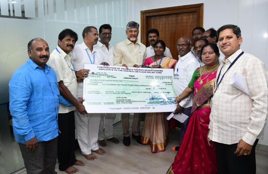 వరద బాధితుల సహాయార్థం తిరుమల తిరుపతి దేవస్థానం ఉద్యోగులు సీఎం సహాయ నిధికి విరాళం